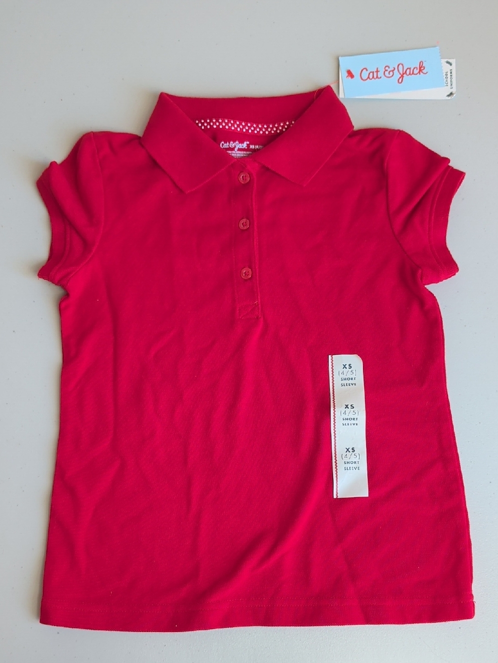 Cat & Jack Girls' Bright Red Polo Shirt
